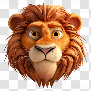 Cartoon Lion Face - Cartoon Lion Head With Majestic Expression Transparent PNG