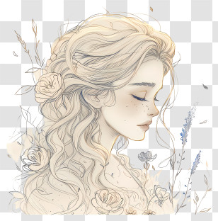 Disney Princess - Delicate Woman With Flowers Transparent PNG