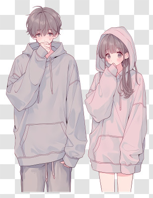 Pastel Hoodie Couple Illustration Transparent PNG