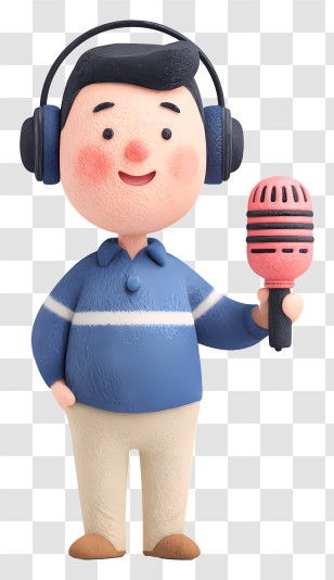 International Podcast Day - Cartoon Character With Headphones And Microphone Transparent PNG