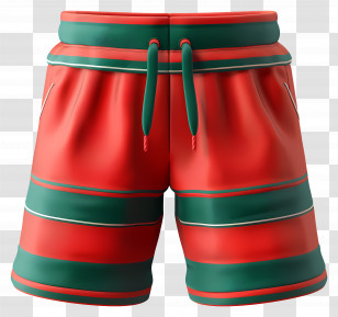 Red Shorts - Red And Green Striped Shorts Design Transparent PNG
