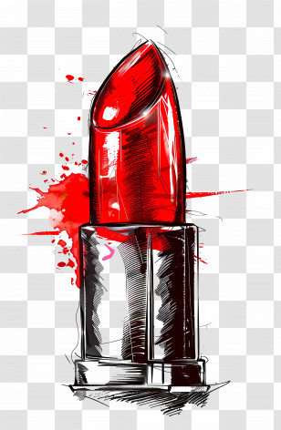 Lipstick - Red Lipstick Illustration With Artistic Splash Transparent PNG
