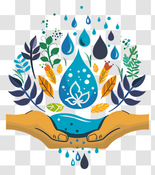 World Water Day - Water Drop With Plants Sustainable Illustration Transparent PNG
