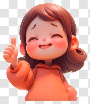 Anime Girl Thumbs Up - Smiling Child In Orange Giving Thumbs Up Transparent PNG