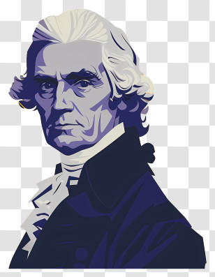 Thomas Jefferson - Monochromatic Man Portrait In Blue Shades Transparent PNG