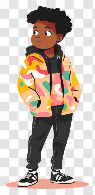 African Boy - Stylish Kid In Colorful Jacket Transparent PNG