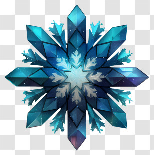 Snowflake Close Up - Blue Crystal Snowflake Emblem Transparent PNG