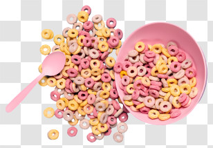 Cereal - Fruit Loops Spilled From Pink Bowl Transparent PNG