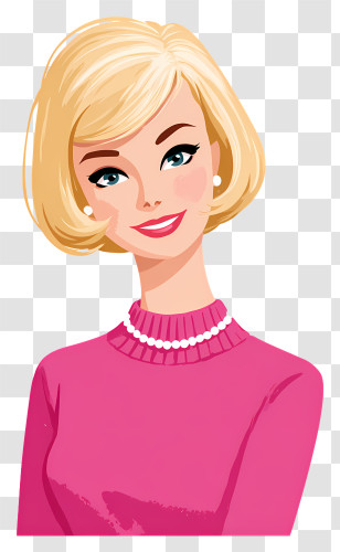 Barbie Doll - Retro Smiling Blonde Woman Transparent PNG