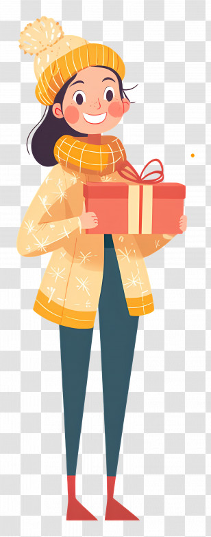 Girl Sending Gift - Smiling Girl Holding A Gift Transparent PNG