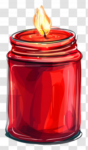 Red Candle - Red Candle In A Jar Illustration Transparent PNG