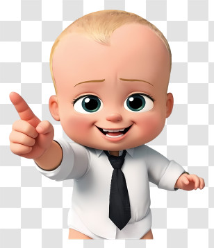 Boss Baby - Pointing Baby Cartoon Character Transparent PNG