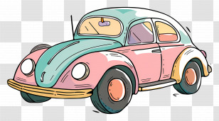 Colorful Car - Colorful Cartoon Vintage Car Transparent PNG