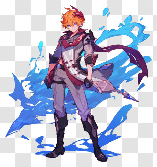 Tartaglia From Genshin Impact - Anime Character With Water Element Transparent PNG