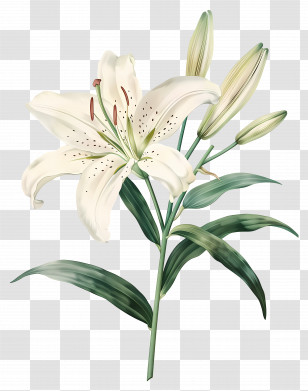 Lily Flower - Beautiful White Lily Flower Illustration Transparent PNG