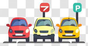Parking - Colorful Cars In Parking Lot Transparent PNG