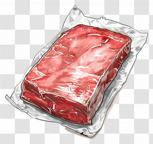 Red Raw Meat In Plastic Vacuum Packaging - Packaged Raw Red Meat Transparent PNG