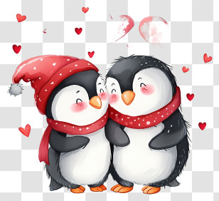 Vector Draw Character Design - Cute Penguins In Love Cartoon Illustration Transparent PNG