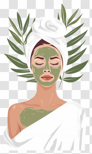 Spa Face Mask - Woman With Green Facial Mask Transparent PNG