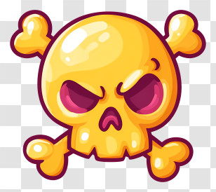 Skull And Crossbones Emoji - Yellow Skull Cartoon Illustration Transparent PNG