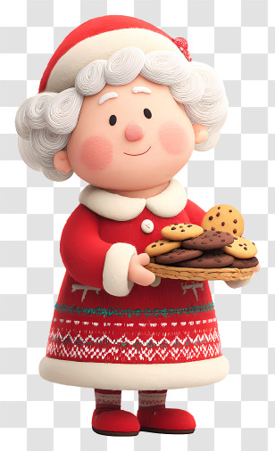 Mrs Claus Holding Chocolate Cookies - Mrs. Claus Offering Cookies Transparent PNG