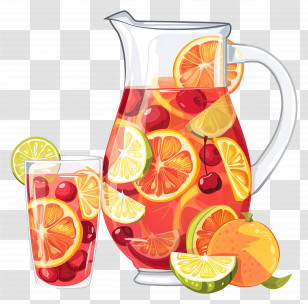Sangria - Fruit Punch In Pitcher And Glass Transparent PNG