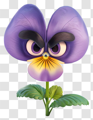 3d Cartoon Flowers - Cartoon Angry Purple Flower Transparent PNG