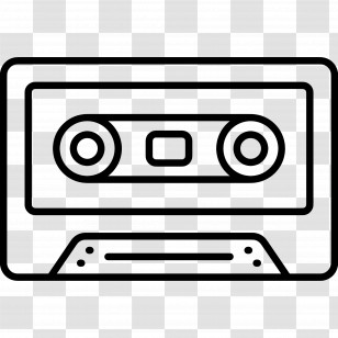 Cassette - Classic Black And White Cassette Tape Design Transparent PNG