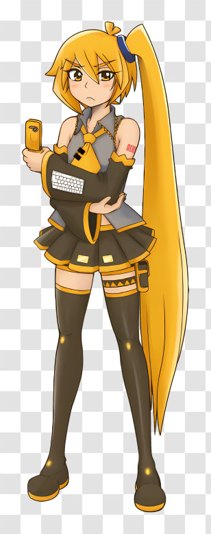Akita Neru - Anime Character With Long Yellow Hair Transparent PNG