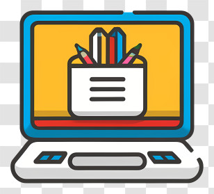 Cartoon - Laptop With Stationery Transparent PNG