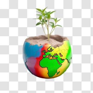 Combat Desertification
 - Earth-Shaped Planter With Growing Plant Transparent PNG
