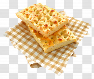 Focaccia Bread - Focaccia Bread On Checkered Cloth Transparent PNG