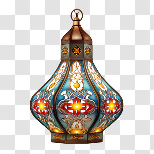 Islamic Lantern - Ornate Stained-Glass Lantern Design Transparent PNG