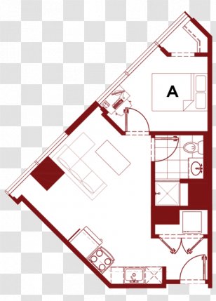 Floor Plan Window House Screen Door Architecture - Cartoon - Carpeting Living Room Stone Wall Transparent PNG
