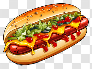 Hot Dog - Delicious Hot Dog With Toppings Transparent PNG