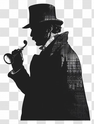Sherlock Holmes Silhouette - Silhouette Of A Person With Pipe Transparent PNG