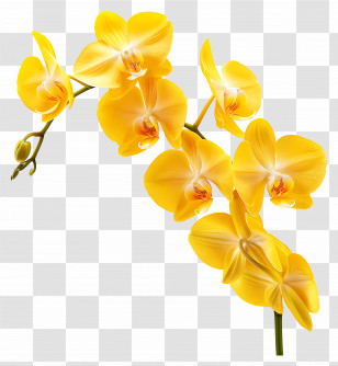 Orchid Flower - Illustration Of Vibrant Yellow Orchid Flowers Transparent PNG