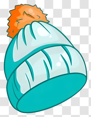 Knit Cap - Teal Winter Hat With Orange Pom-pom Transparent PNG