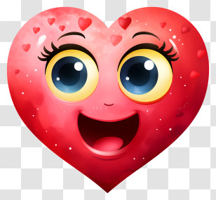 Watercolor Emoji With Heart Eyes - Happy Heart Emoji Transparent PNG