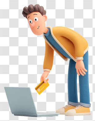 Man Holding Golden Card - Man Paying With Credit Card On Laptop Transparent PNG