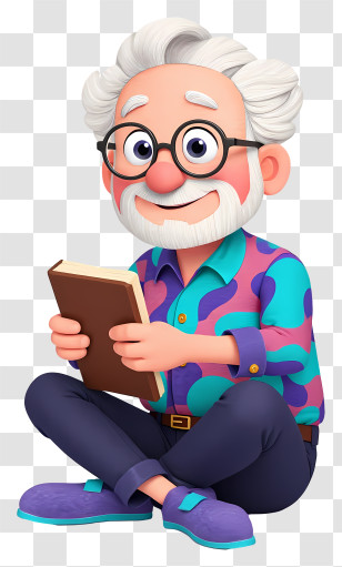 Elderly Woman Reading Book - Friendly Grandpa Reading Book Transparent PNG