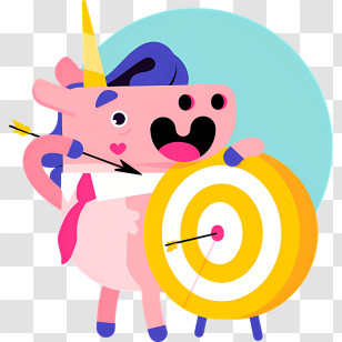 Pink Pony - Unicorn Shooting Arrow At Target Transparent PNG