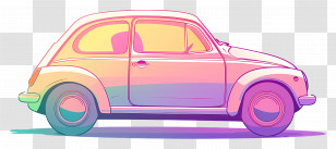 Car - Retro Car With Rainbow Gradient Style Transparent PNG