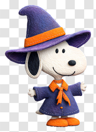 Snoopy In Witch Outfit - Cute Dog In Purple Witch Costume Transparent PNG
