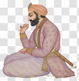 Mughal Emperor - Royal Historical Figure With Flower Transparent PNG