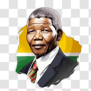 Nelson Mandela - Illustration Of A Man With Flag Background Transparent PNG