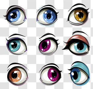Cute Eyes - Colorful Anime Eyes Illustration Transparent PNG