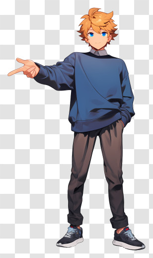Anime Boy Pointing - Anime Boy With Gesture Transparent PNG