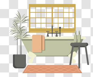 Bathroom - Elegant Bathtub With Towel And Plant Transparent PNG