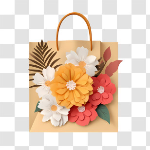 Paper Bag - Decorative Paper Bag With Intricate Floral Design Transparent PNG